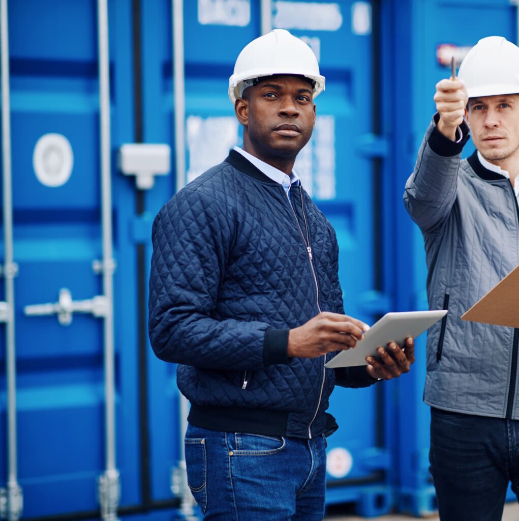 Local sales representatives at container terminal